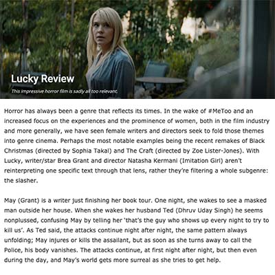 Lucky Review - This impressive horror film is sadly all too relevant.